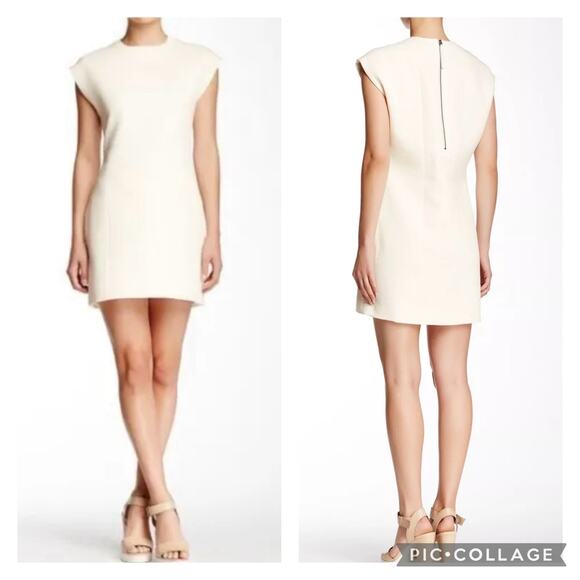 Helmut Lang Erosion Pockets Cotton Wool Textured Mini Sheath Cream Ivory Dress 2 - Picture 15 of 15